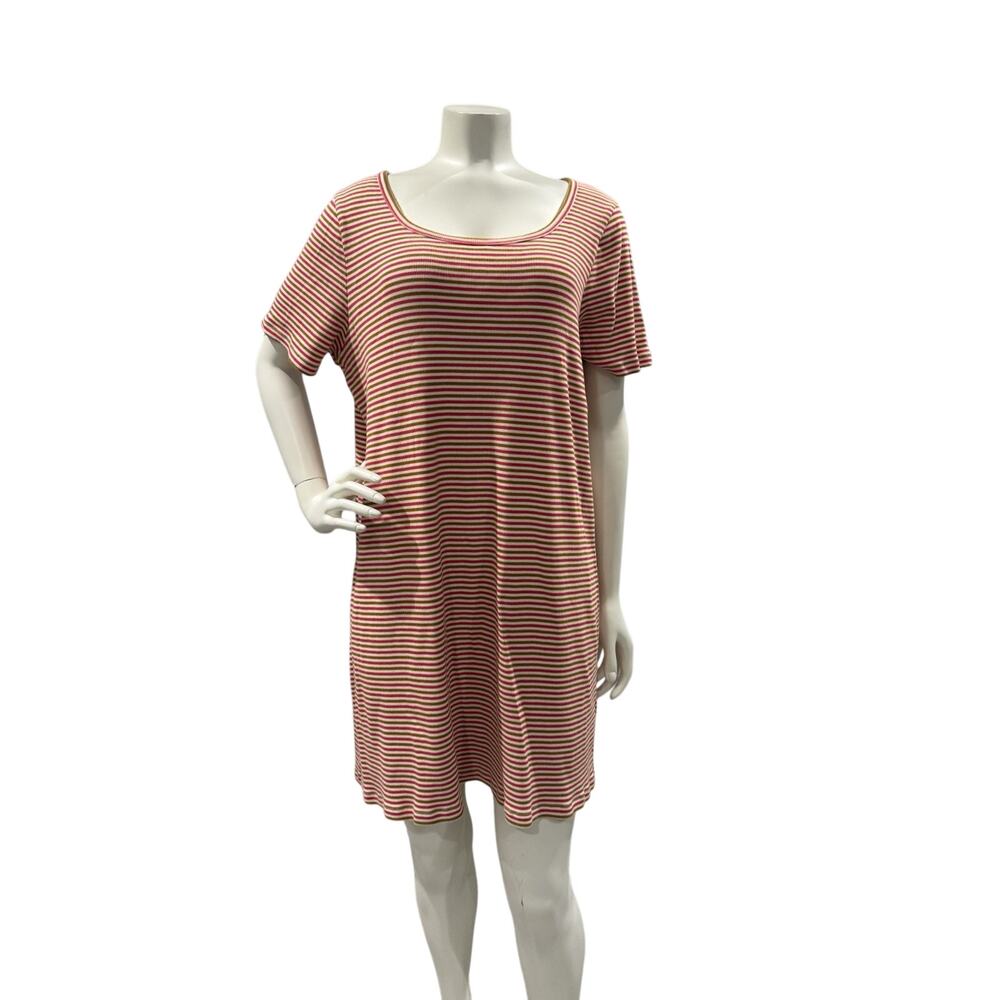 Madewell Red Striped Swingy Tee Dress Size XL Cotton Blend Stretch Comfort